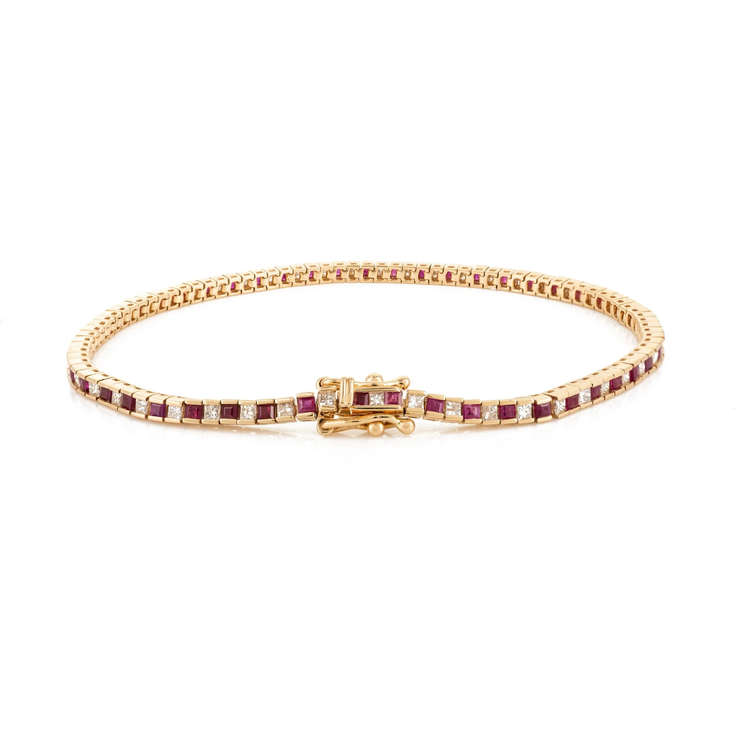 18K Gold Ruby Diamond Tennis Bracelet