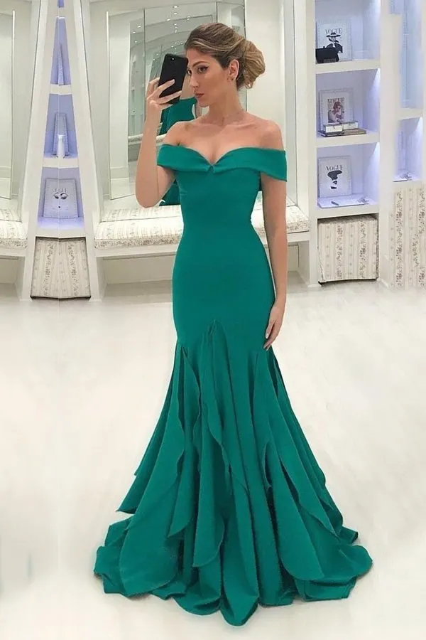 2024 Off The Shoulder Mermaid Chiffon Prom Dresses PPQTQ9TY