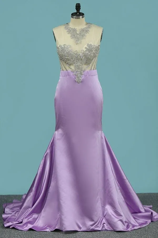 2024 Sexy Mermaid/Trumpet Prom Dresses Scoop P1ZFFF12