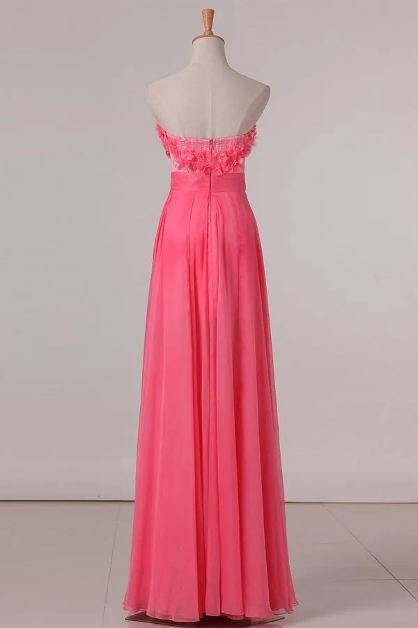 2024 Sweetheart A Line Prom Dresses Chiffon With Beads PKPJ15M8