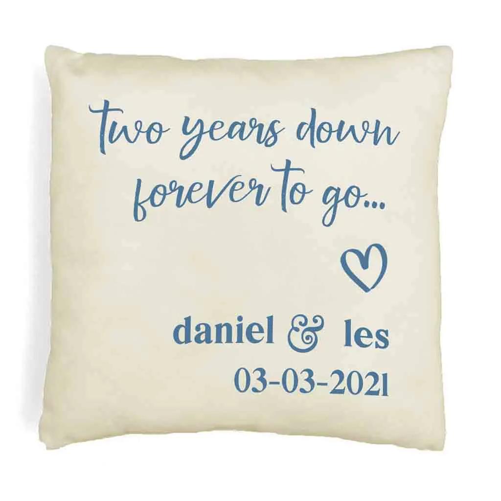 2nd Anniversary Pillow Cover Personalized with Names and Date