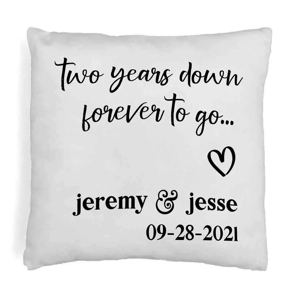 2nd Anniversary Pillow Cover Personalized with Names and Date