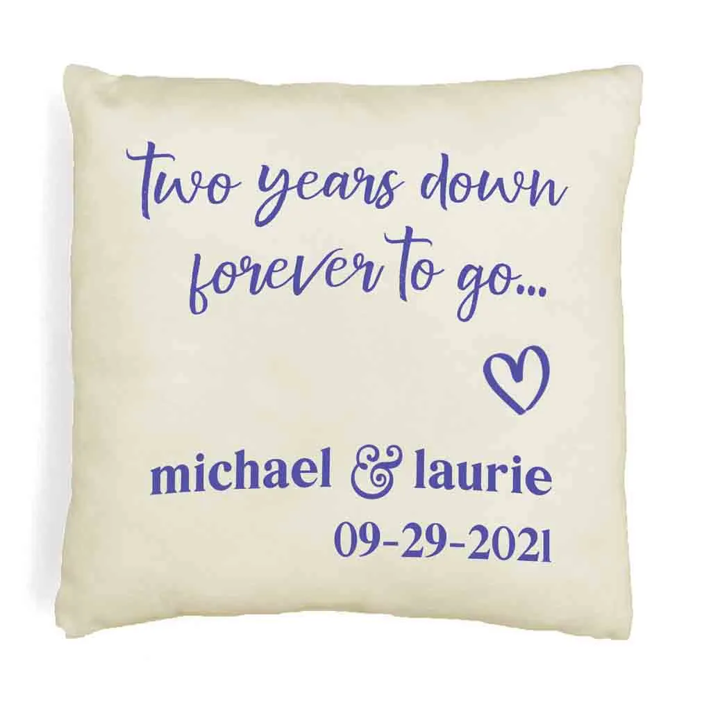 2nd Anniversary Pillow Cover Personalized with Names and Date