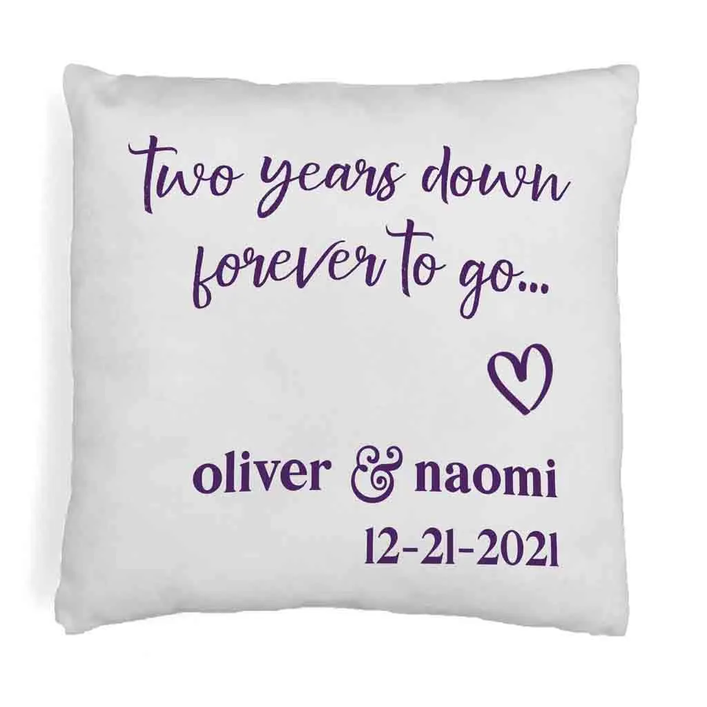 2nd Anniversary Pillow Cover Personalized with Names and Date