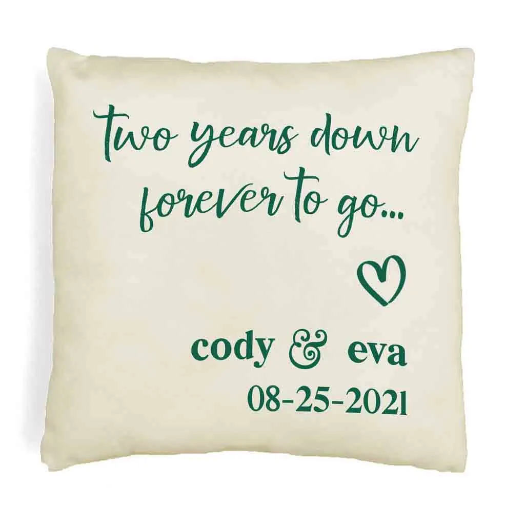 2nd Anniversary Pillow Cover Personalized with Names and Date