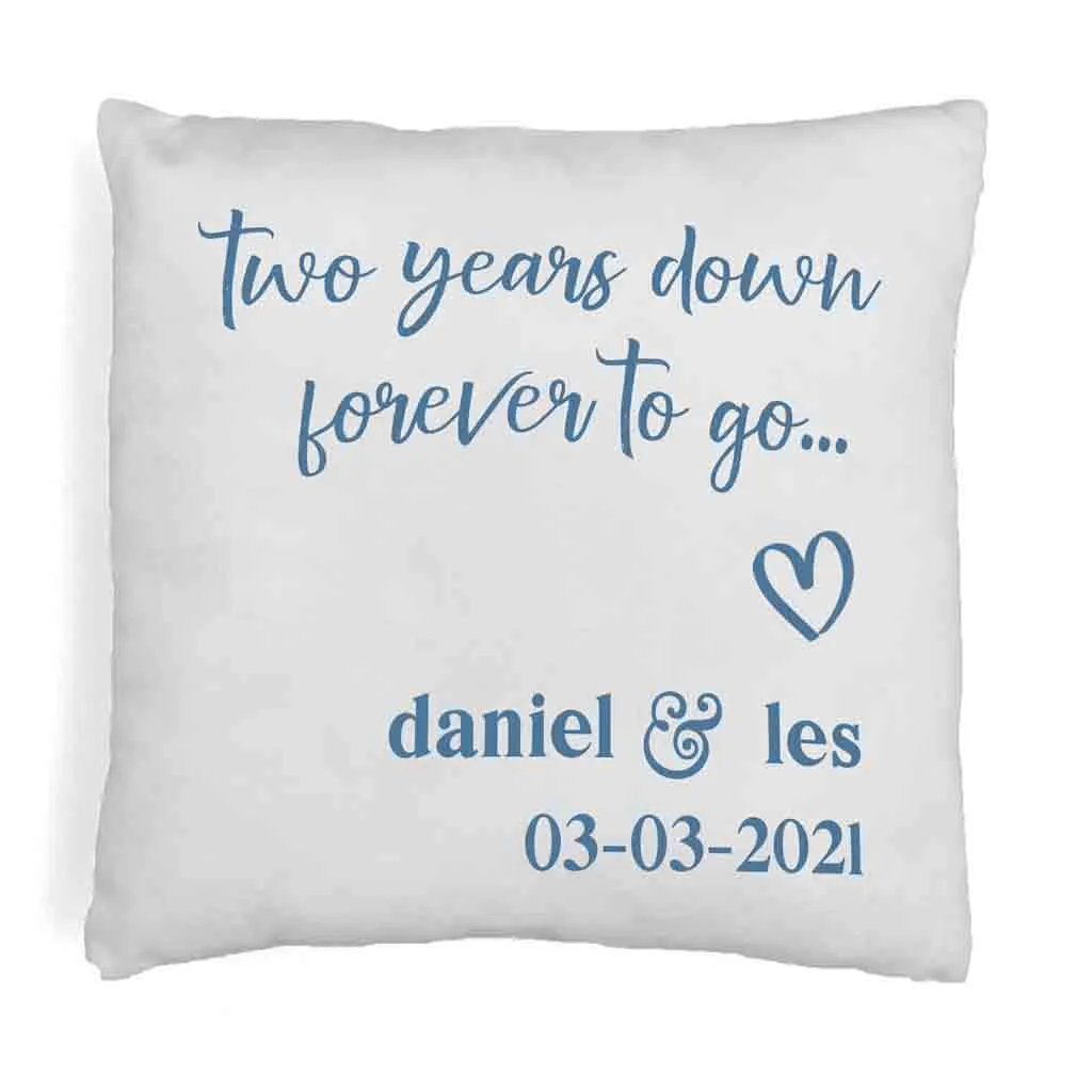 2nd Anniversary Pillow Cover Personalized with Names and Date