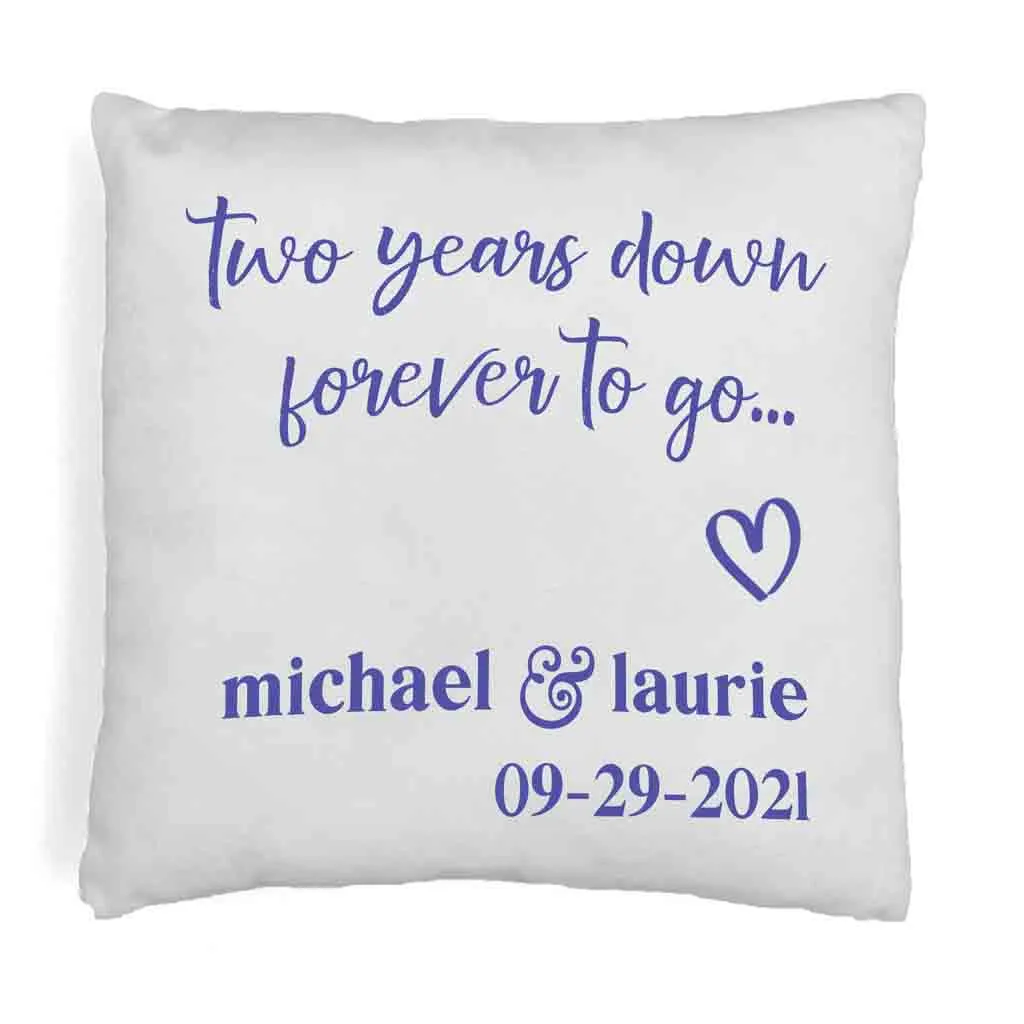 2nd Anniversary Pillow Cover Personalized with Names and Date