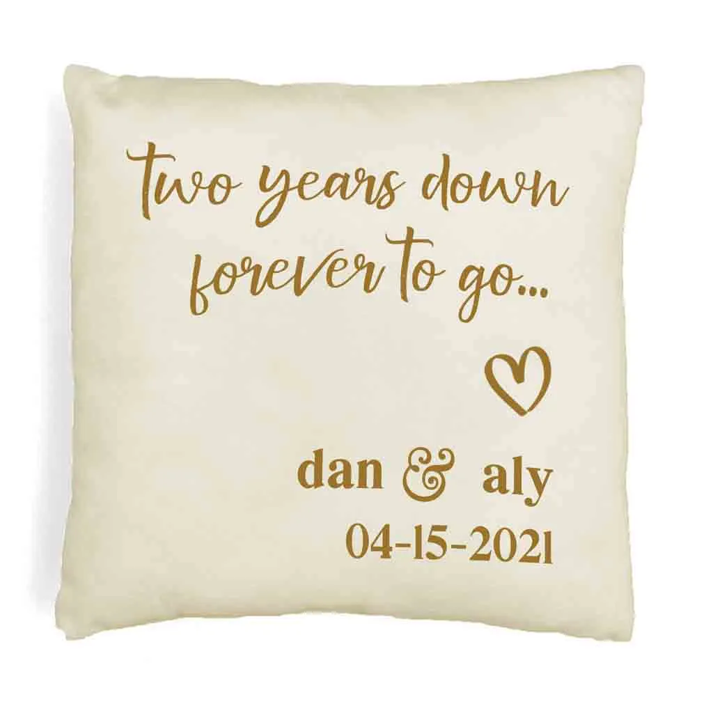 2nd Anniversary Pillow Cover Personalized with Names and Date