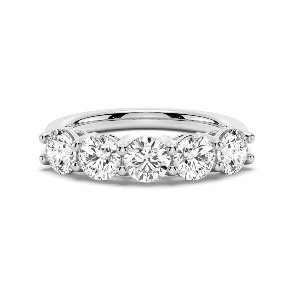 4mm 5 Stone Shared Prong Moissanite Anniversary Band