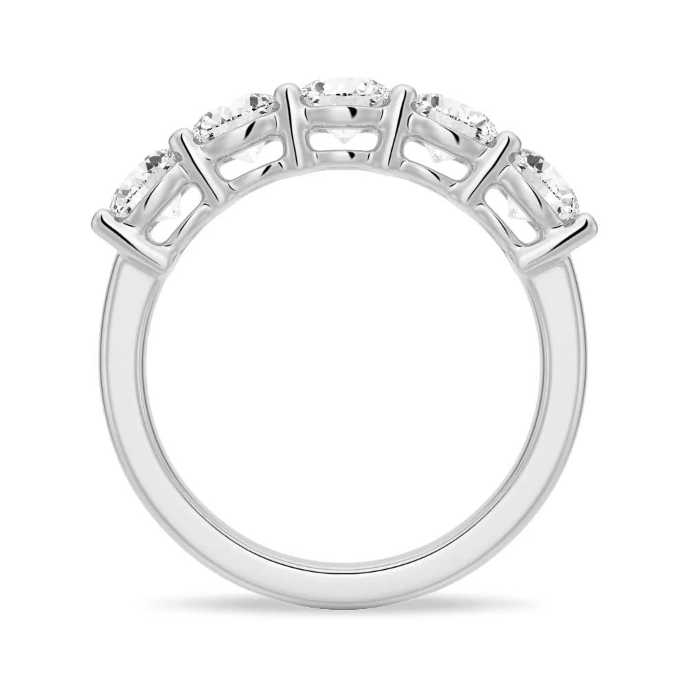 4mm 5 Stone Shared Prong Moissanite Anniversary Band