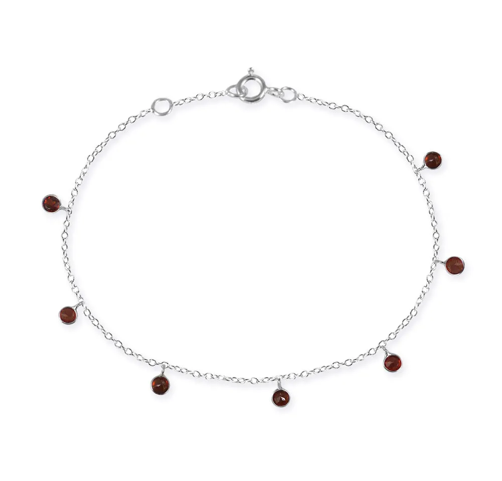 7 Stone Kathak Dangle Bracelet Garnet