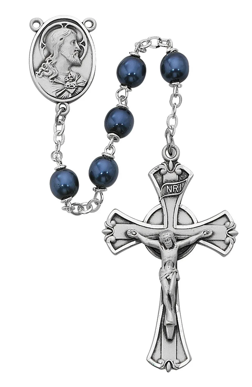 7mm Blue Metallic Rosary