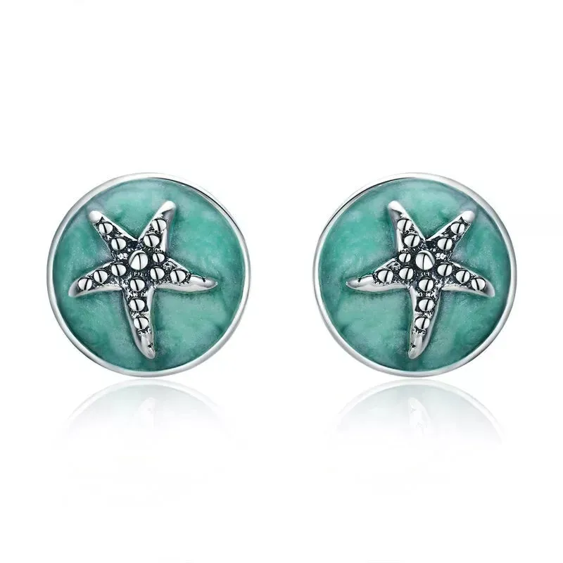 925 Sterling Silver Starfish Stud Earrings