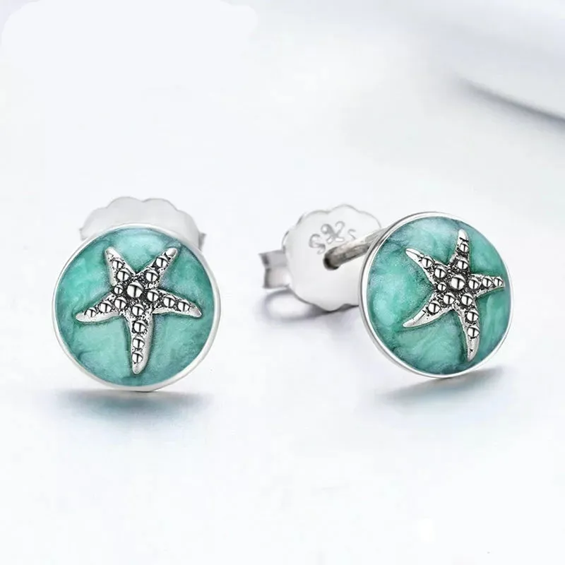 925 Sterling Silver Starfish Stud Earrings