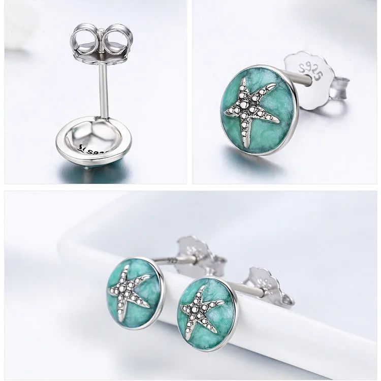 925 Sterling Silver Starfish Stud Earrings