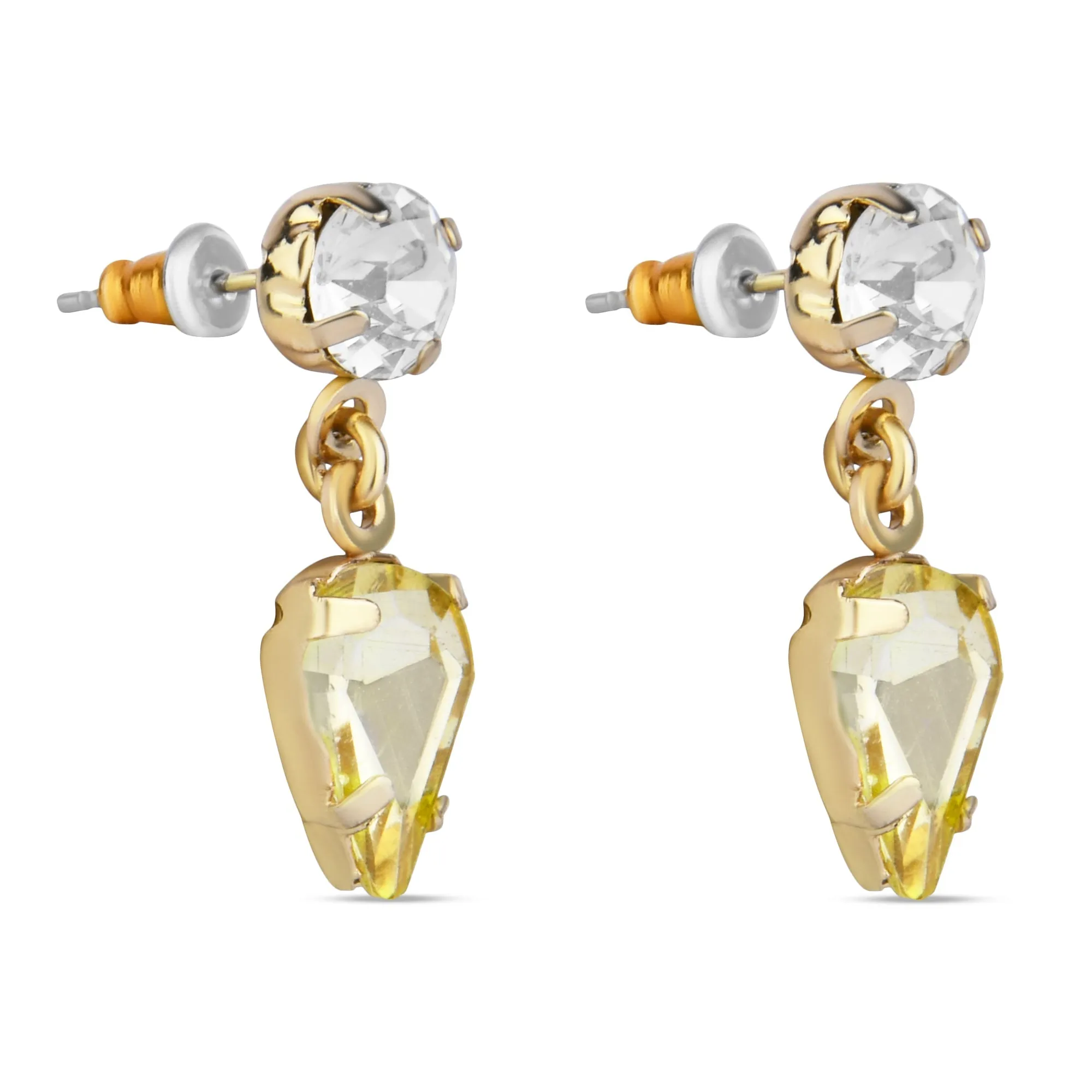 Accessorize London Women's Yellow Crystal Teardrop Stud Earring