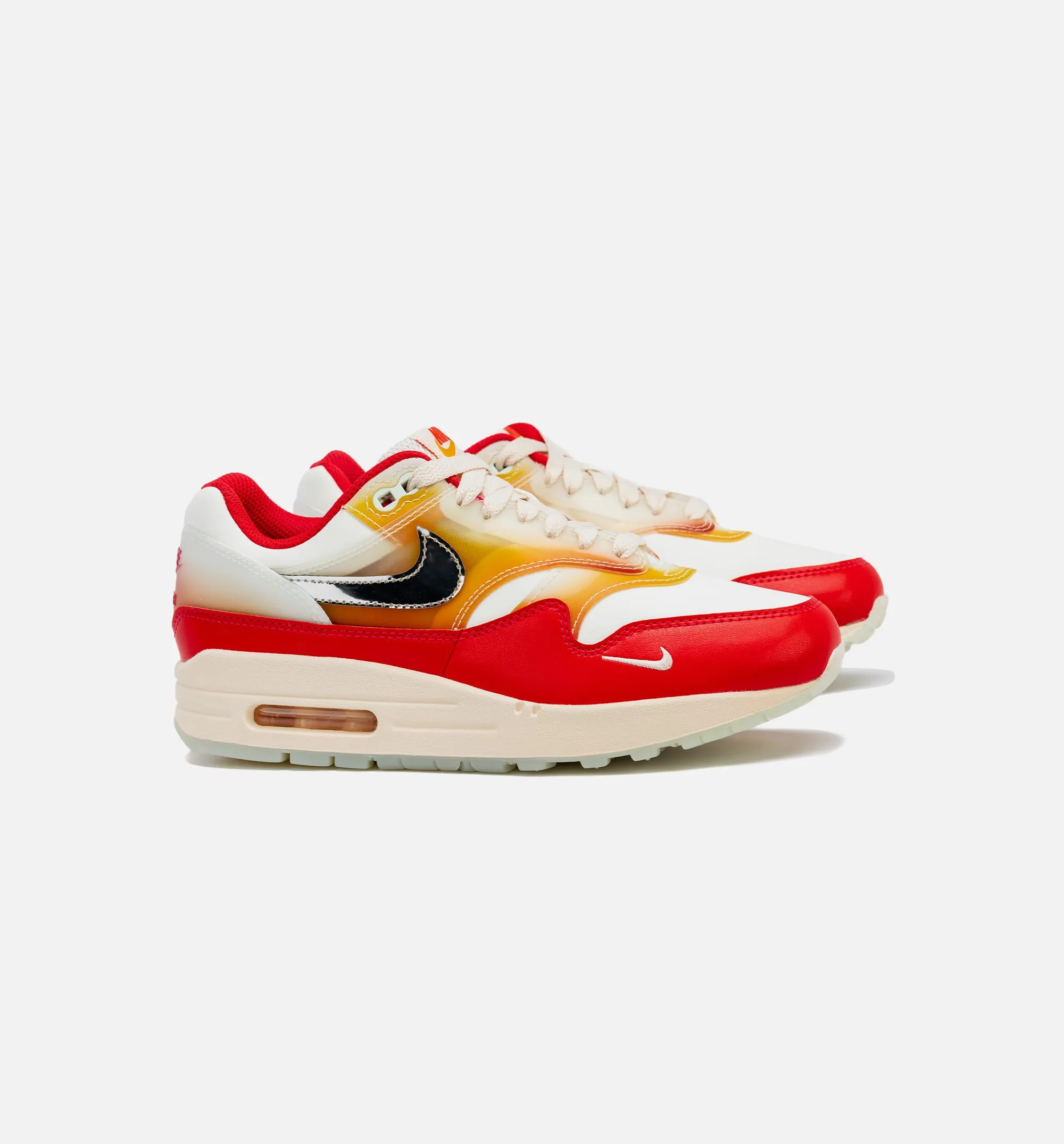 Air Max 1 Soft Vinyl Womens Lifestyle Shoe - Sail/Metallic Silver/Siren Red