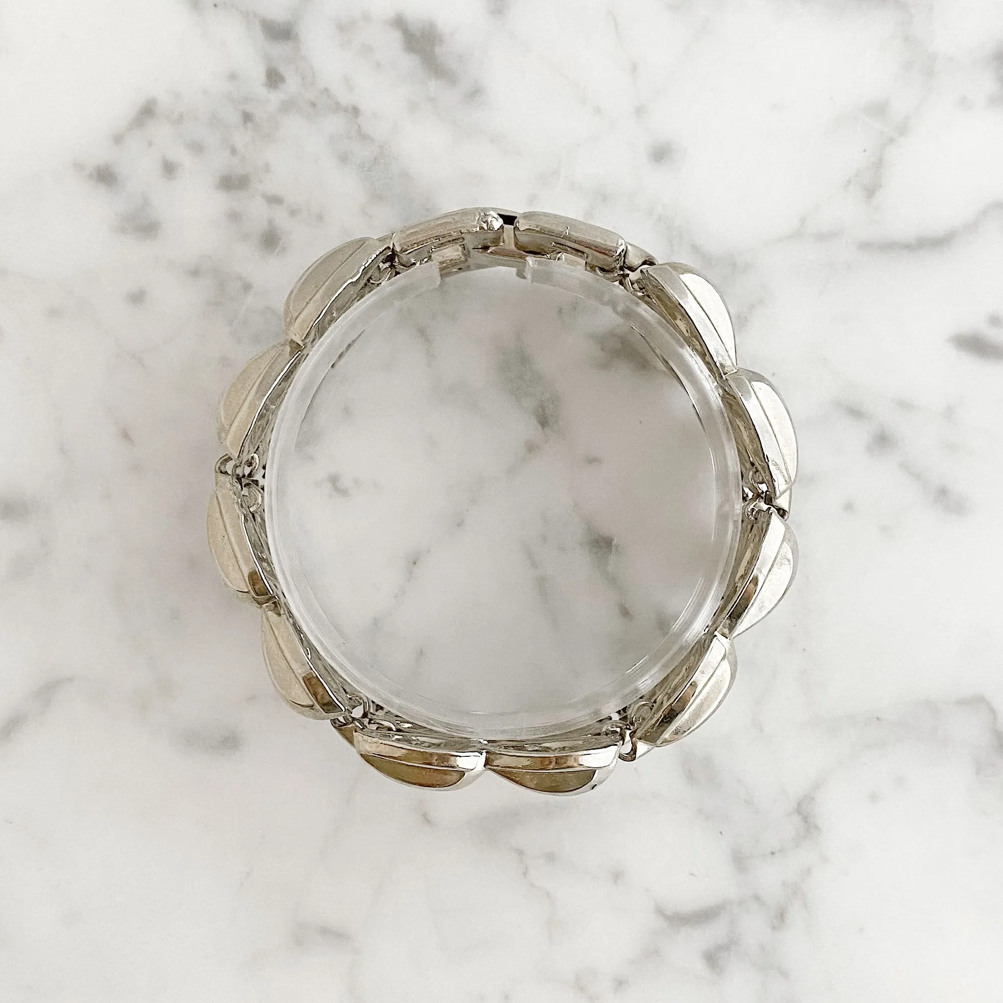 ALEXANDRA vintage wide silver tone bracelet