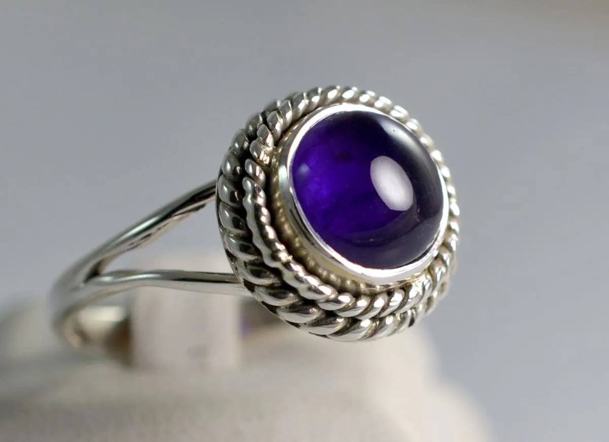 Amethyst Silver Ring, Ring, Gem Stone Ring, Silver Ring, Handmade ring, 925 Solid Sterling Silver