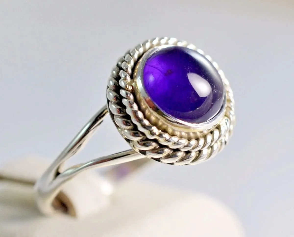 Amethyst Silver Ring, Ring, Gem Stone Ring, Silver Ring, Handmade ring, 925 Solid Sterling Silver