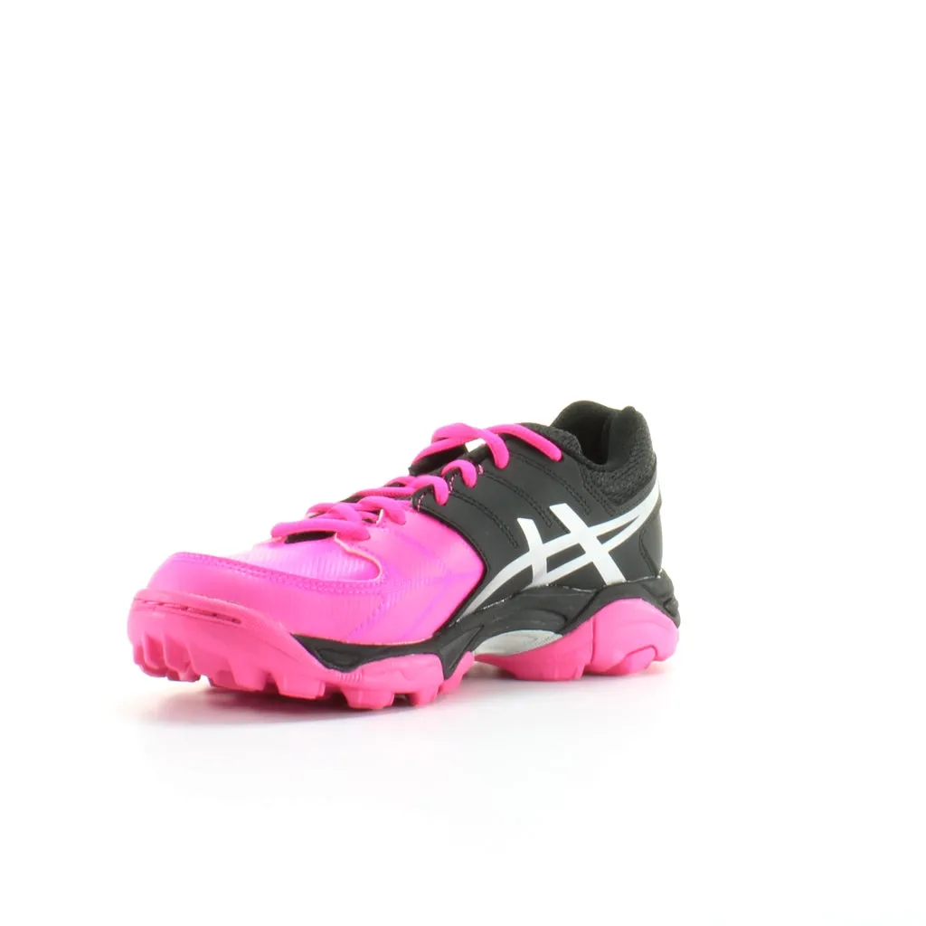 Asics Gel-Blackheath 6 GS Pink Black Leather Kids Lace Up Trainers C649Y 2093