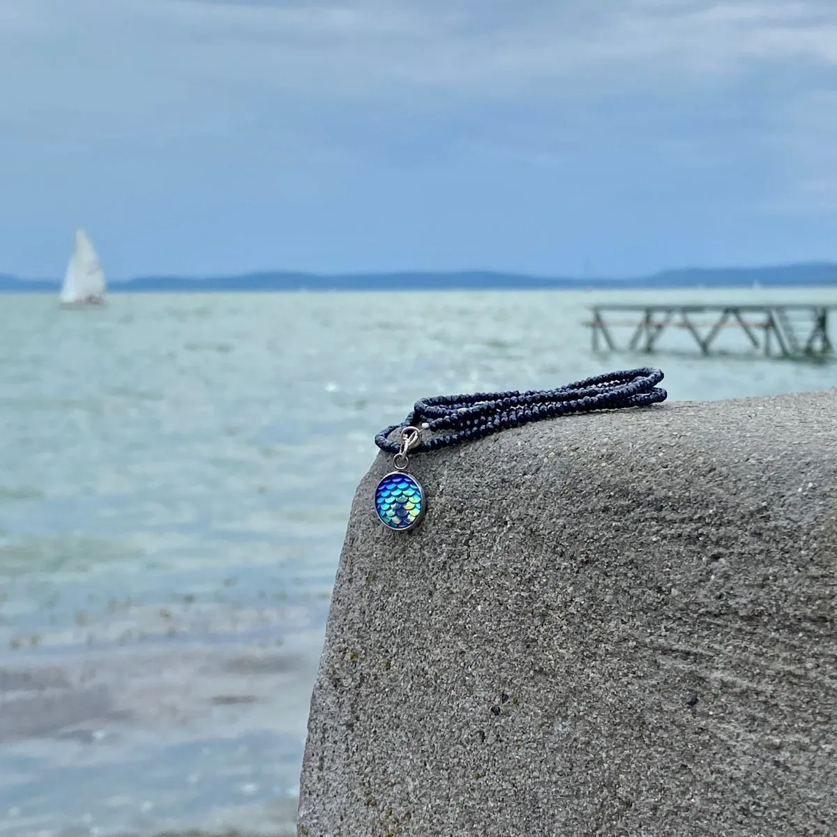 Be a Mermaid and Make Waves - Ocean Lovers Wrap Bracelet with Fish Scale Druzy Cabochon