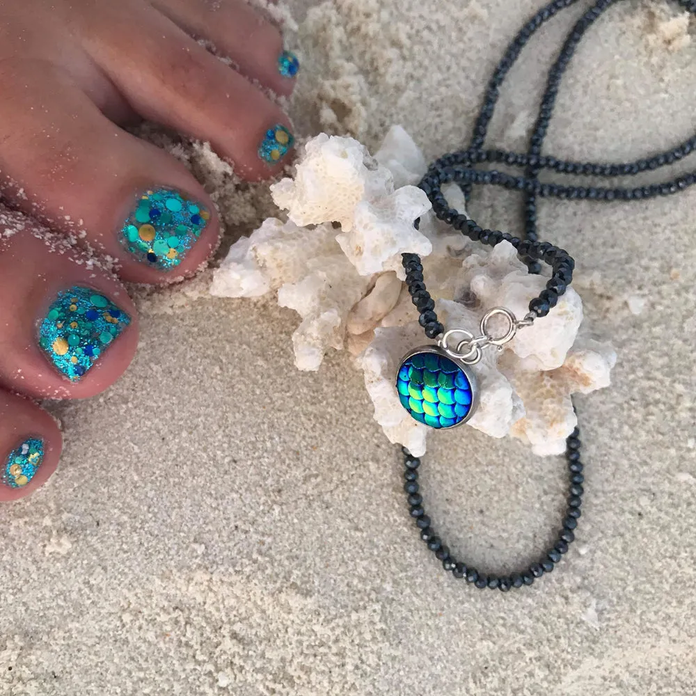 Be a Mermaid and Make Waves - Ocean Lovers Wrap Bracelet with Fish Scale Druzy Cabochon