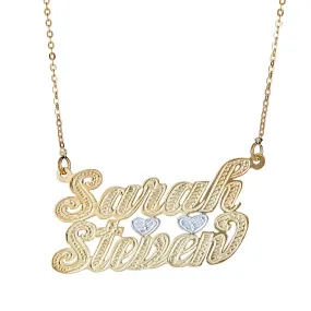 Better Jewelry Personalized .925 Sterling Silver Lover's Nameplate Plated in 14K Gold w. Chain