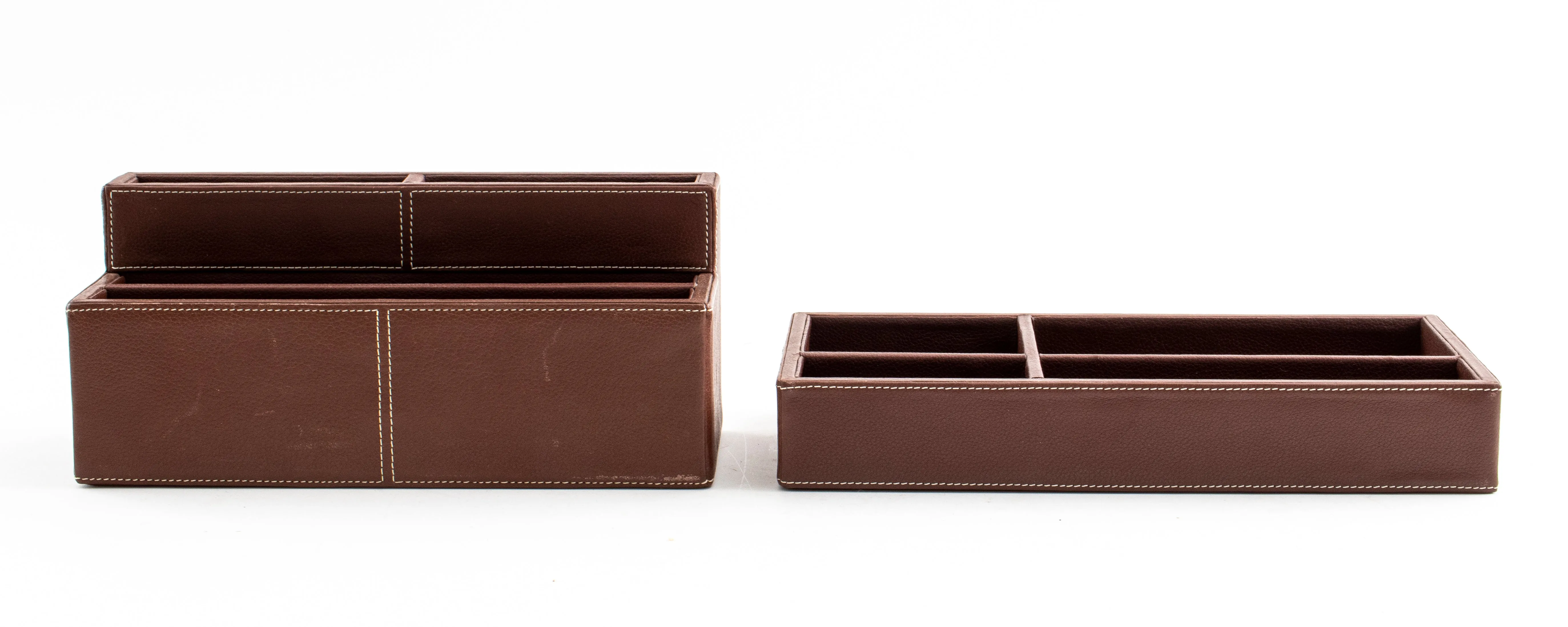 Brown Leather Desk Organizers, 2