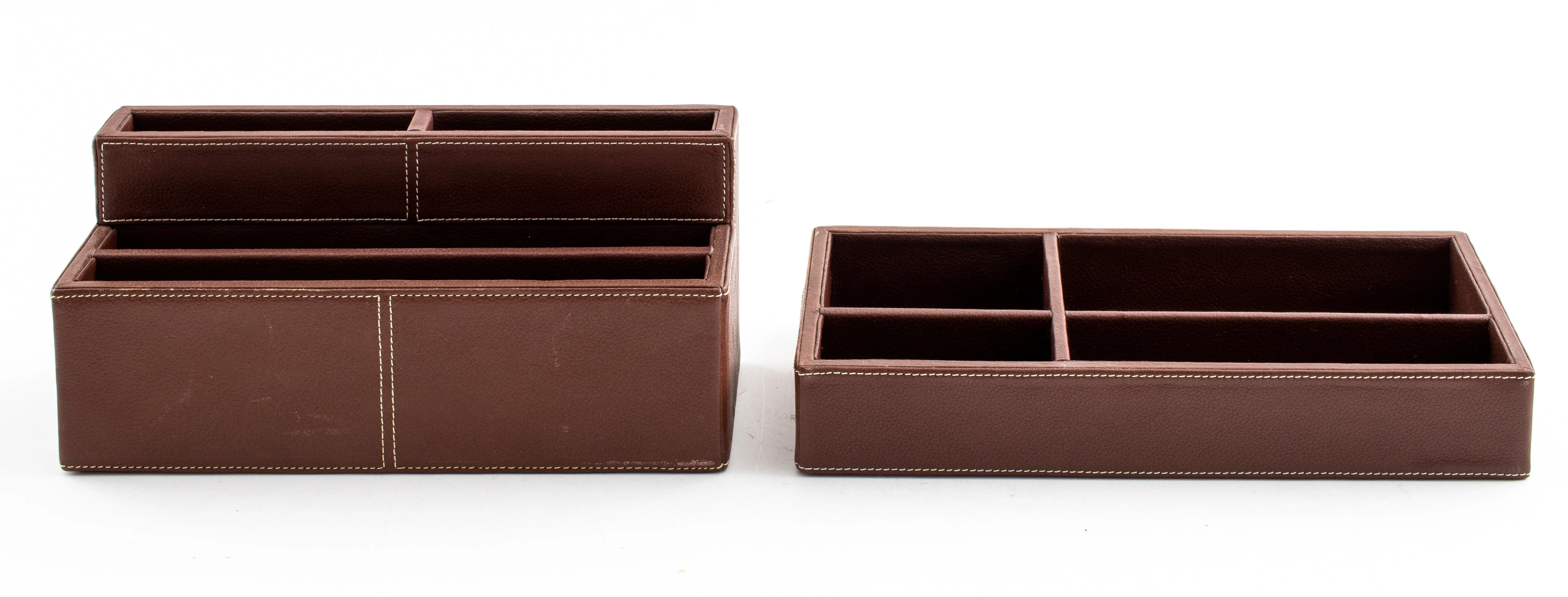 Brown Leather Desk Organizers, 2