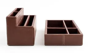 Brown Leather Desk Organizers, 2