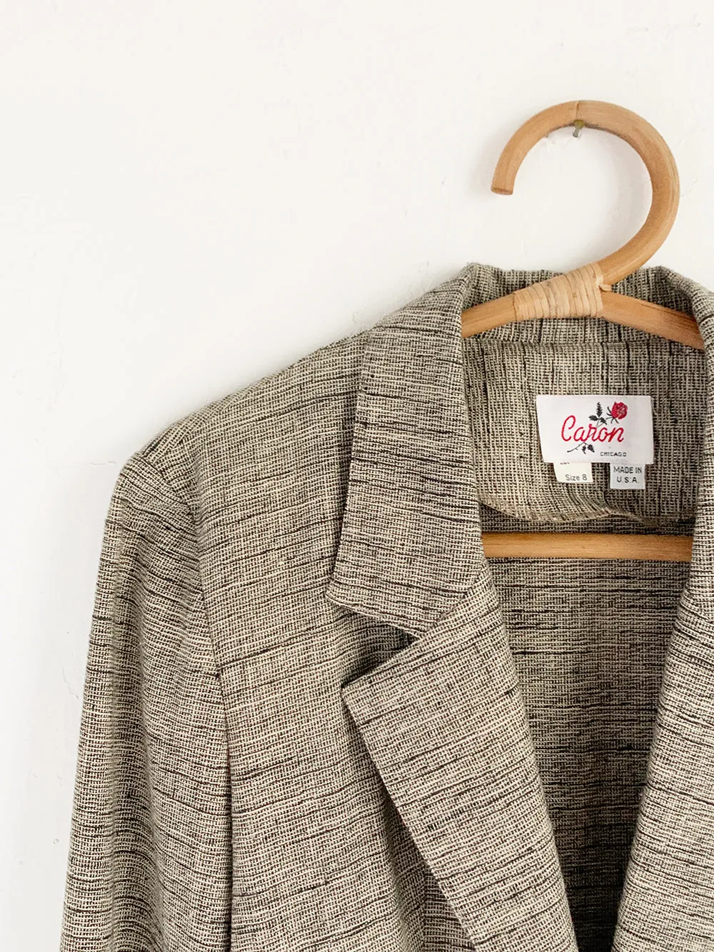 CARON Heathered Grey Peplum Blazer