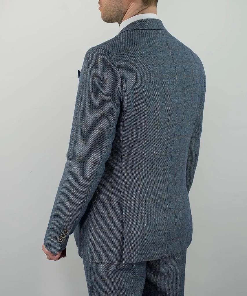 Cavani Del Ray Men's Duck Egg Blue Check Suit