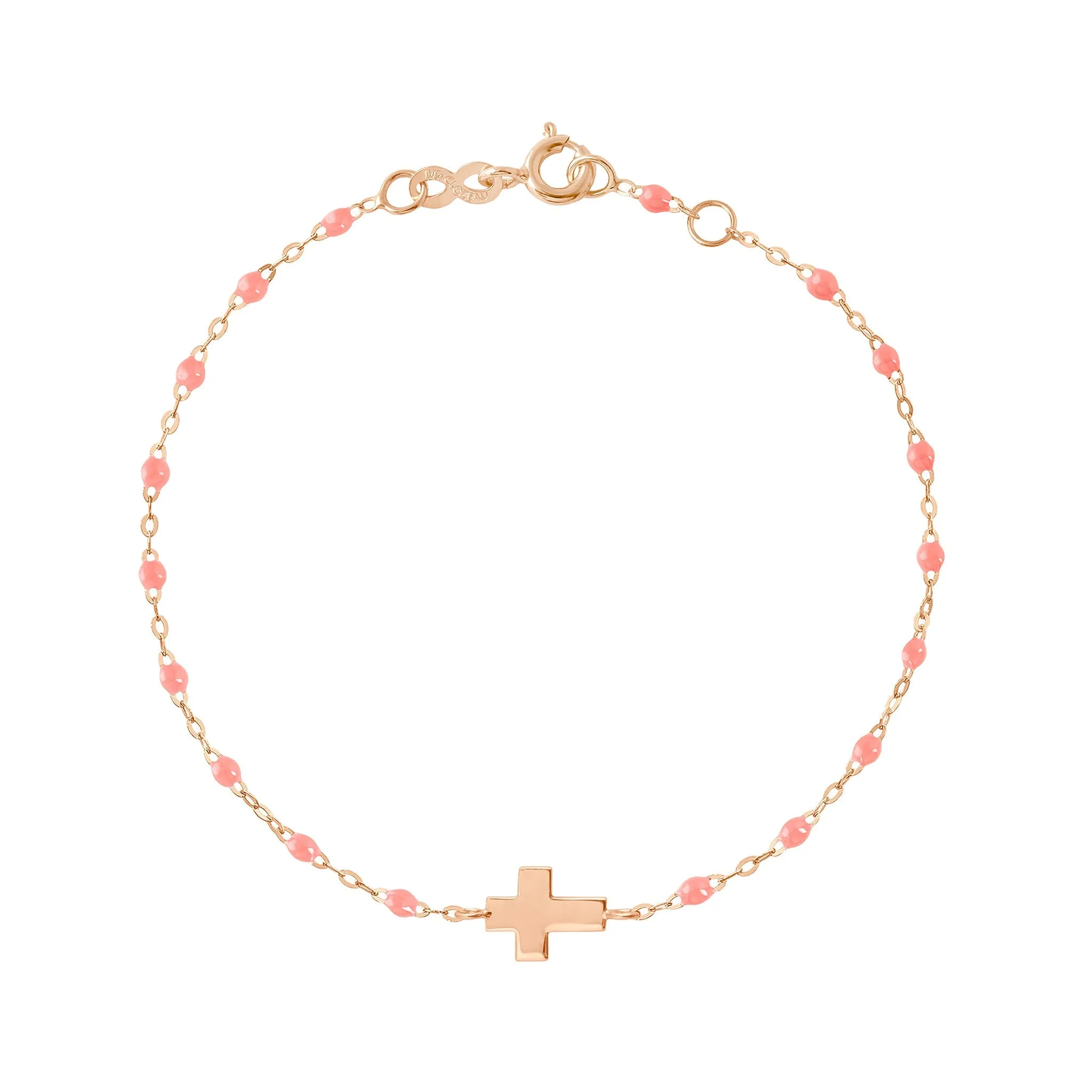 Child Cross Charm Classic Gigi Fuchsia bracelet, Rose Gold, 5.9"