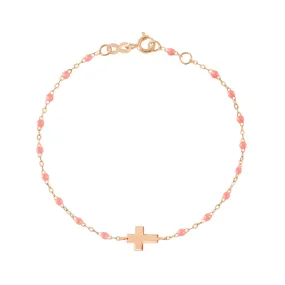 Child Cross Charm Classic Gigi Fuchsia bracelet, Rose Gold, 5.9"