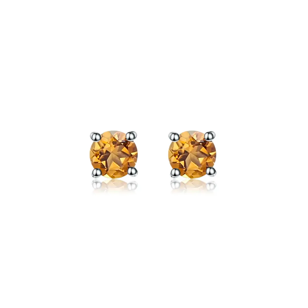 CITRINE ROUND CUT STUDS