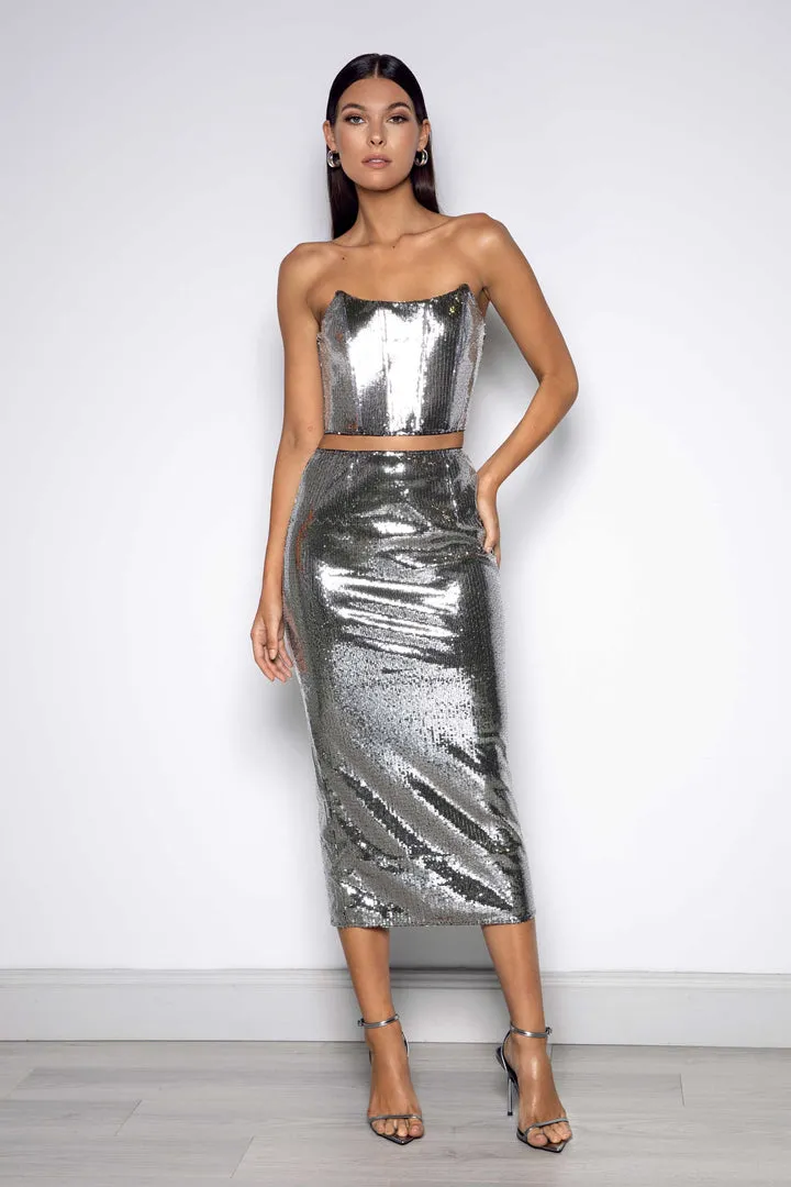 Constantino Skirt - Gunmetal Grey