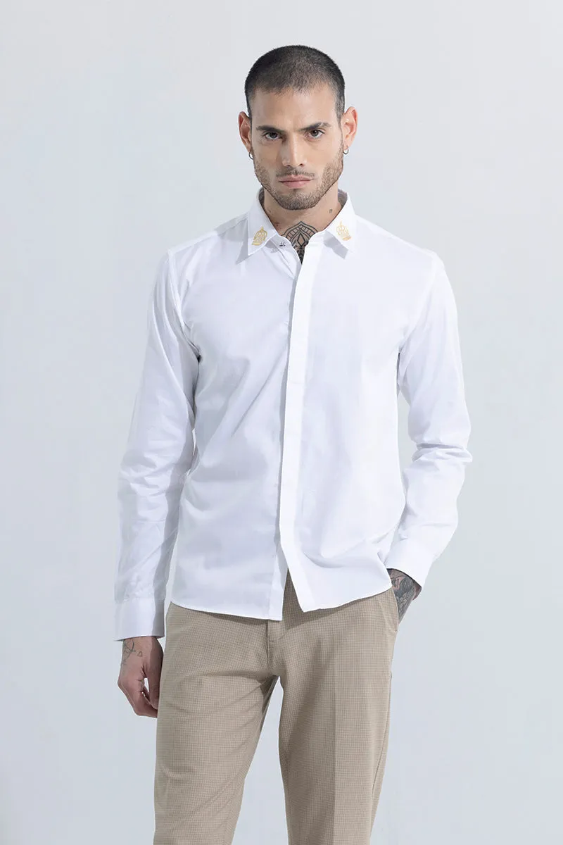 Crown Embroidered White Shirt