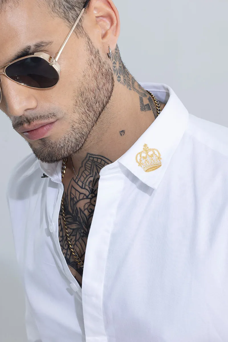 Crown Embroidered White Shirt