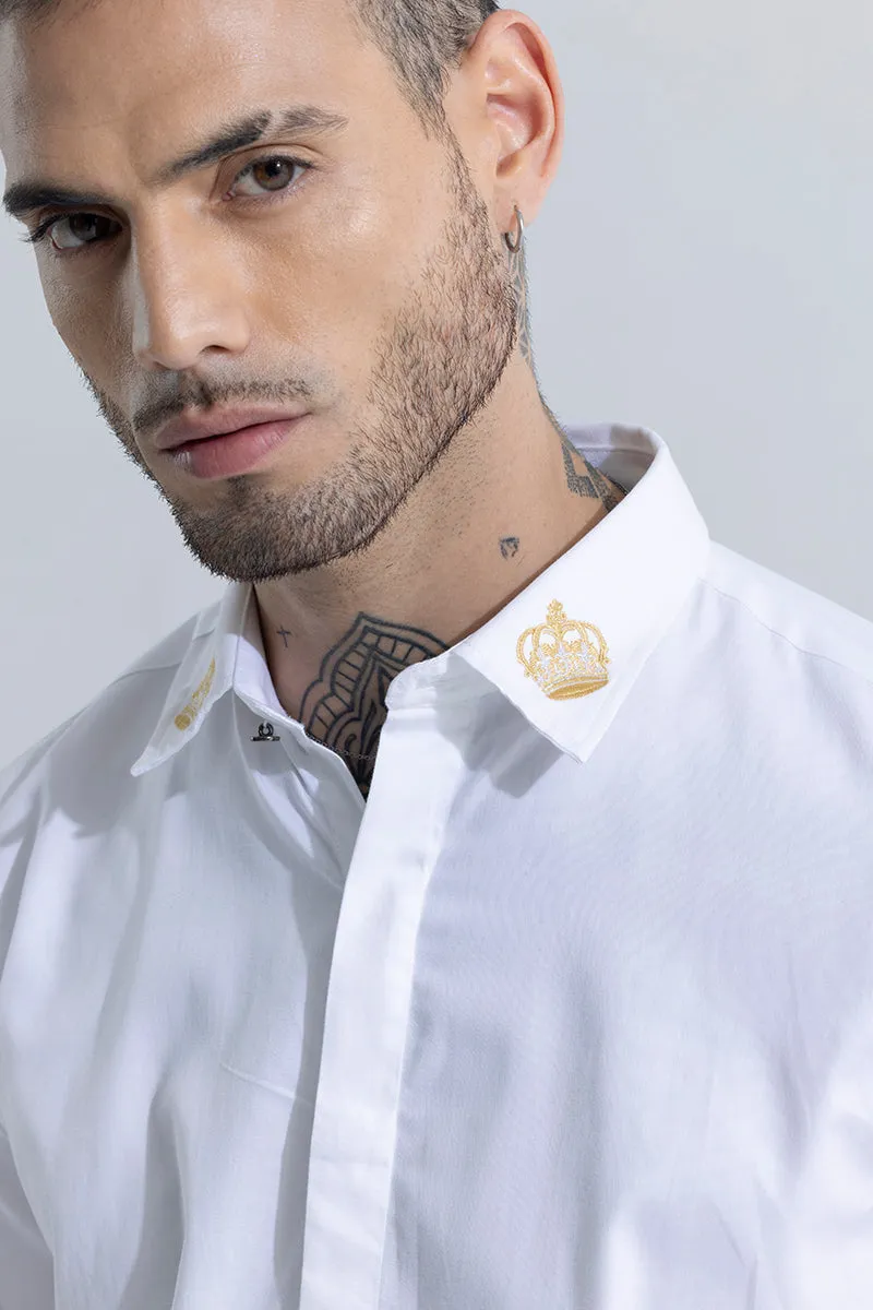 Crown Embroidered White Shirt