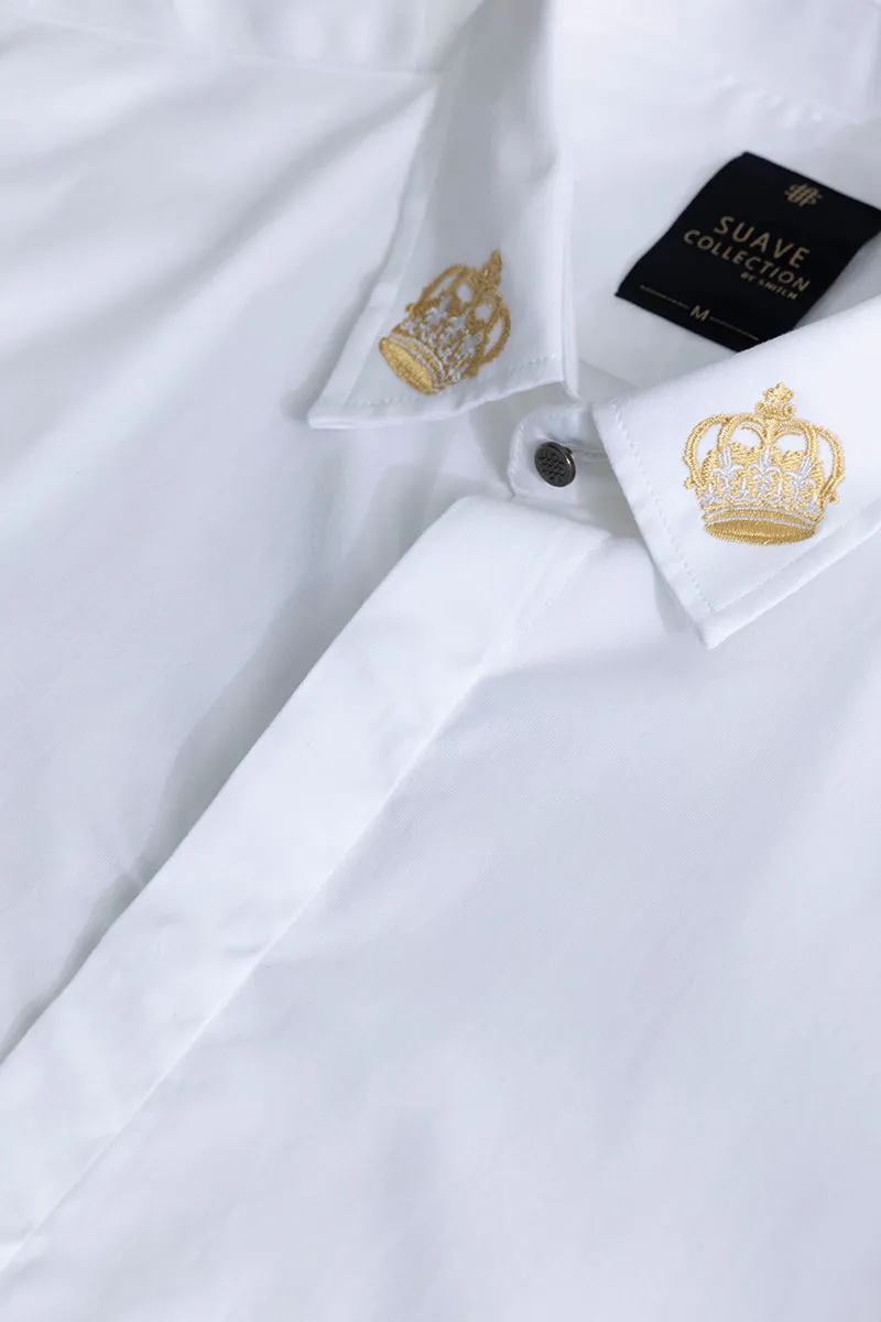 Crown Embroidered White Shirt