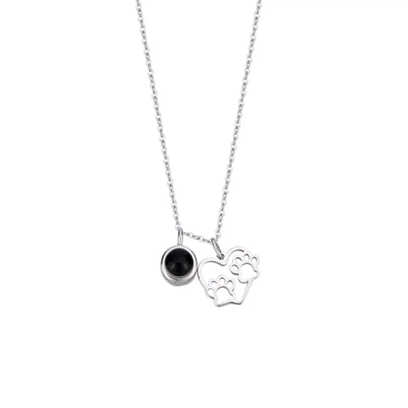 Cute Paw Pet Necklace with Picture Inside