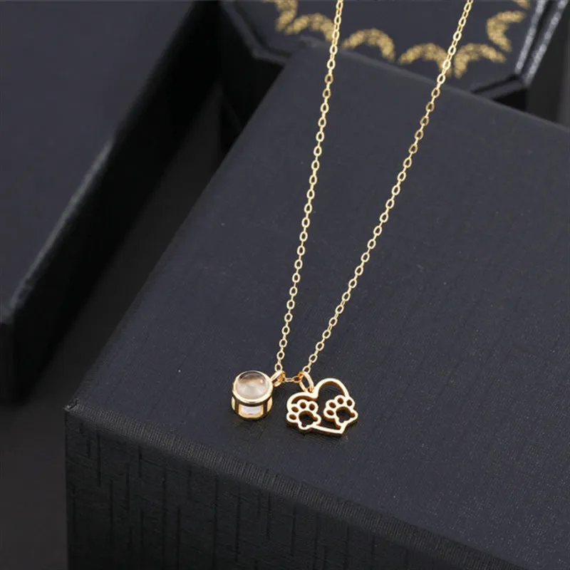 Cute Paw Pet Necklace with Picture Inside