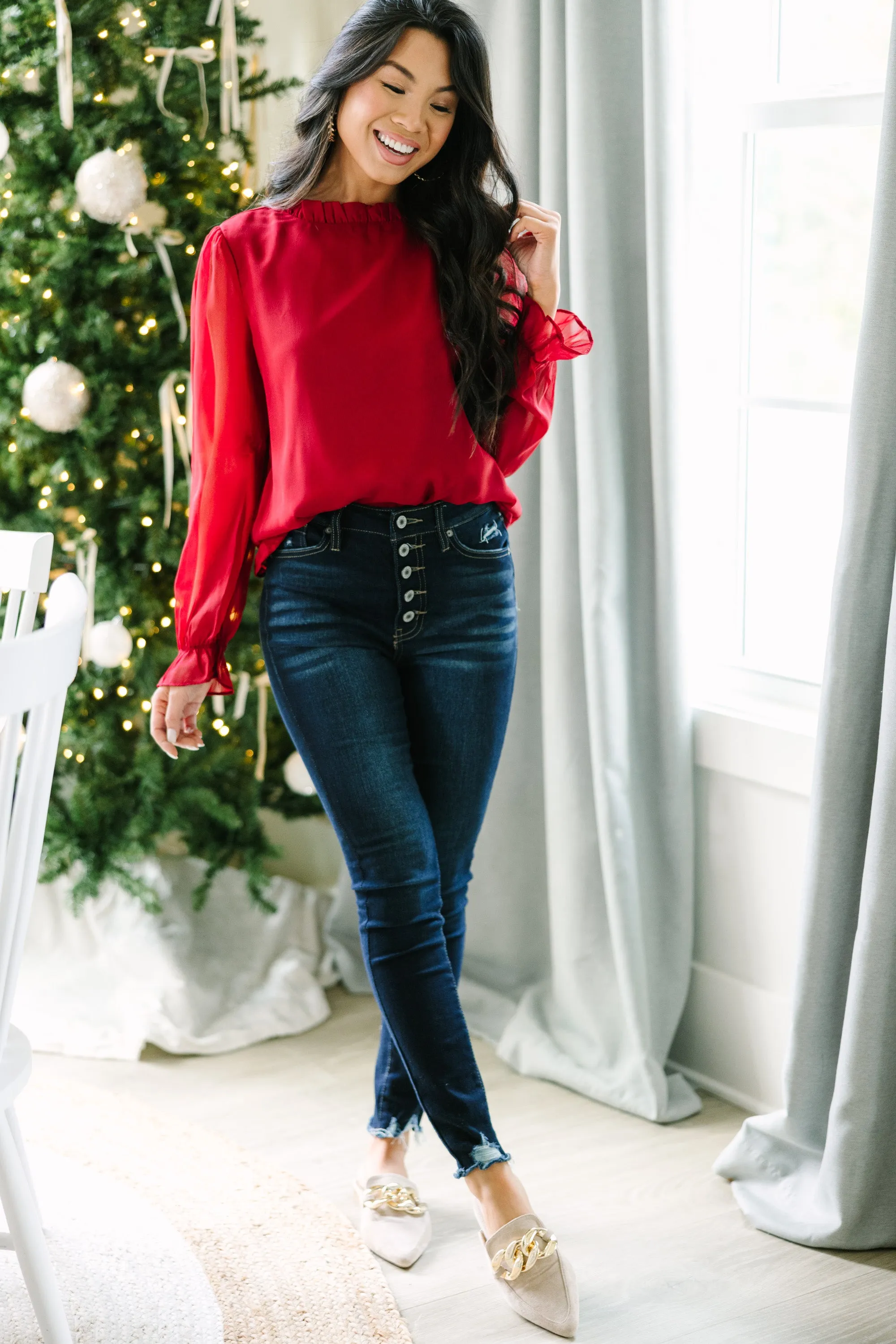 Dream Of The Day Burgundy Red Blouse