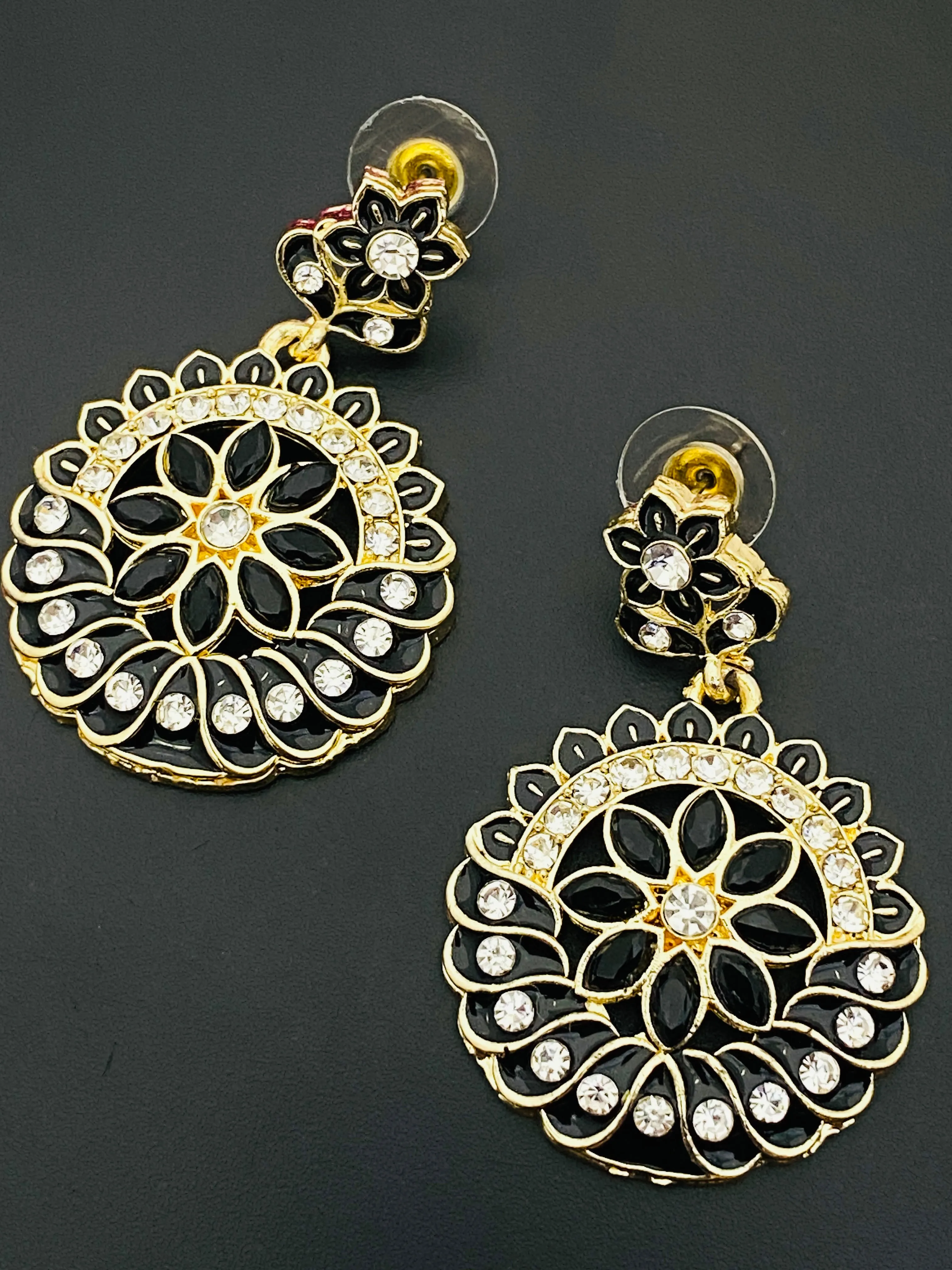 Elegant Gold Plated Kundan Dangler Earrings