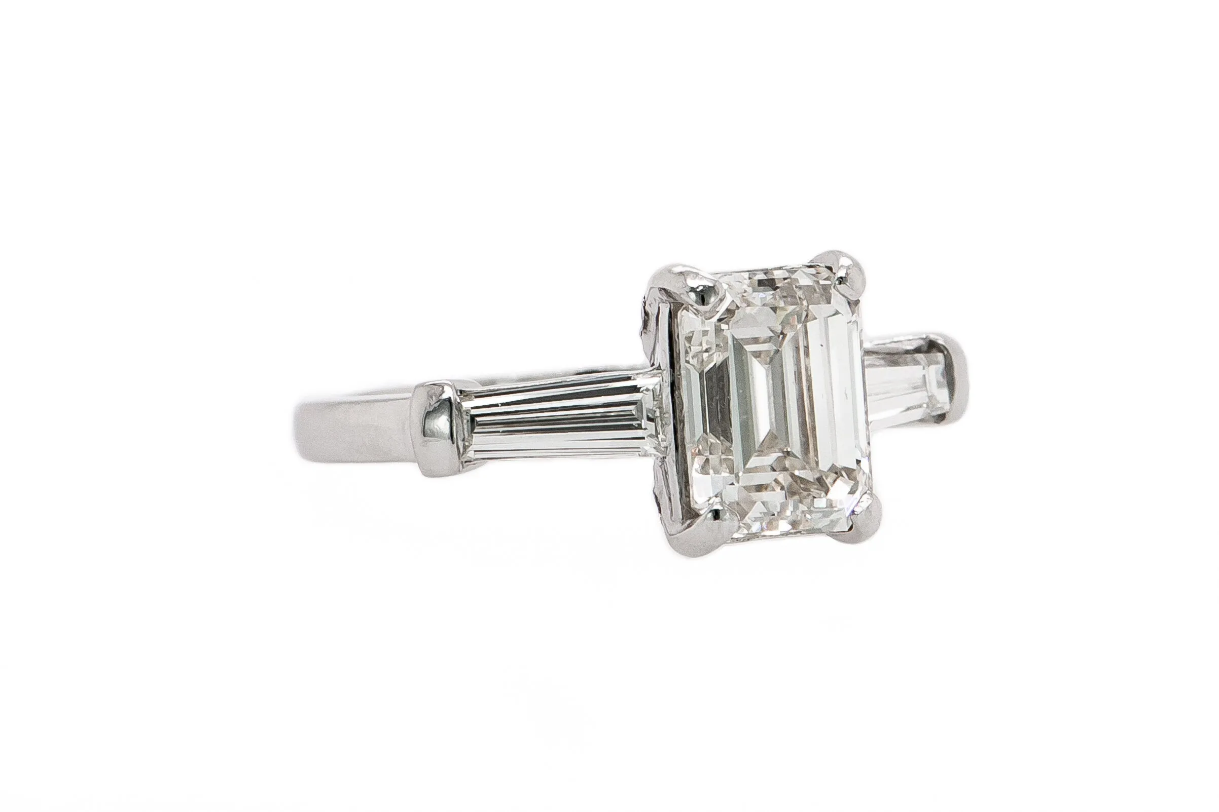 Emerald Cut Diamond Center with Baguette Diamond Sides