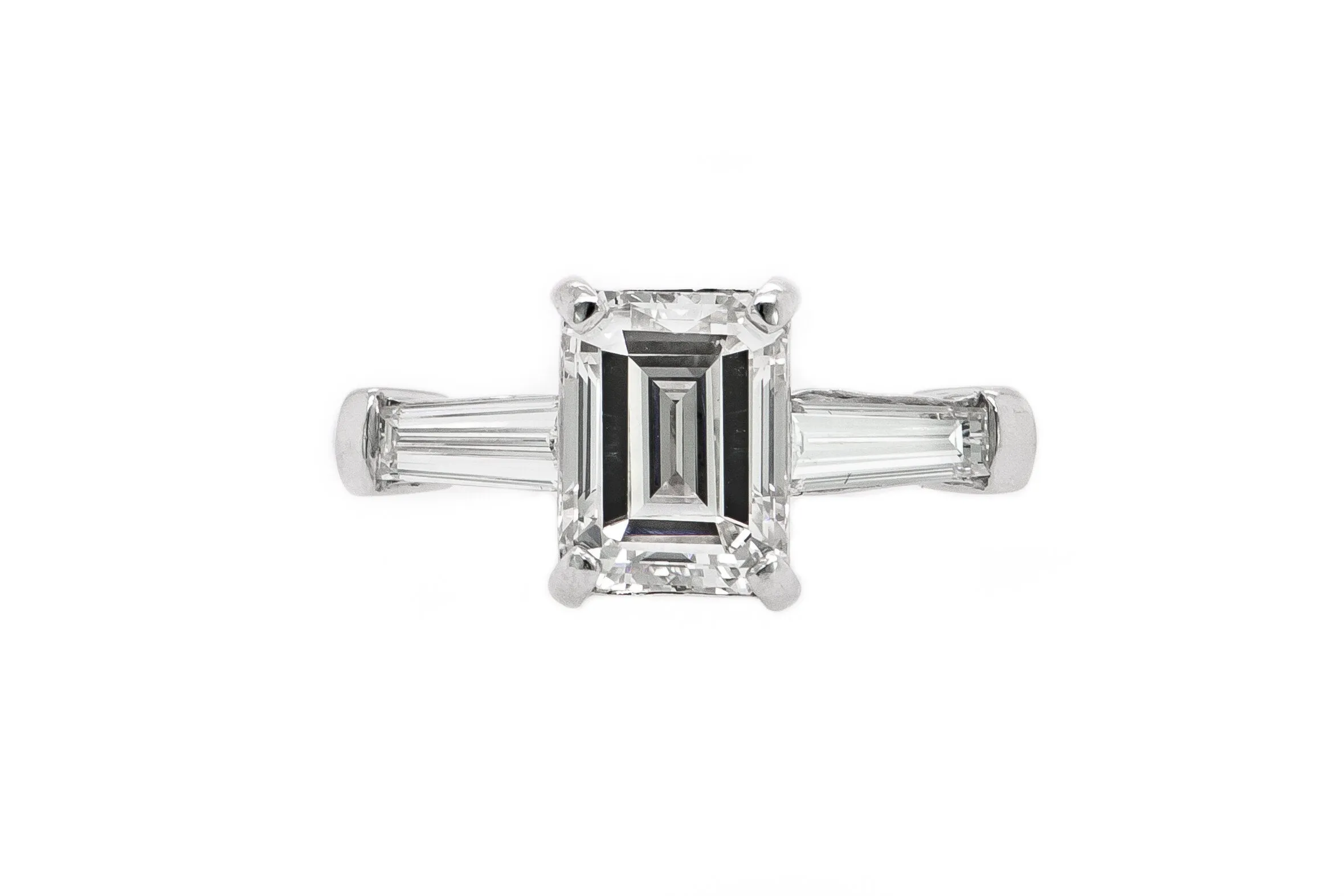 Emerald Cut Diamond Center with Baguette Diamond Sides