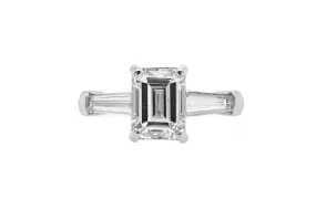 Emerald Cut Diamond Center with Baguette Diamond Sides