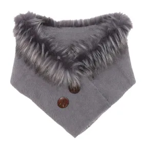 Faux Fur Collar Scarf Double Button Detail Scarf