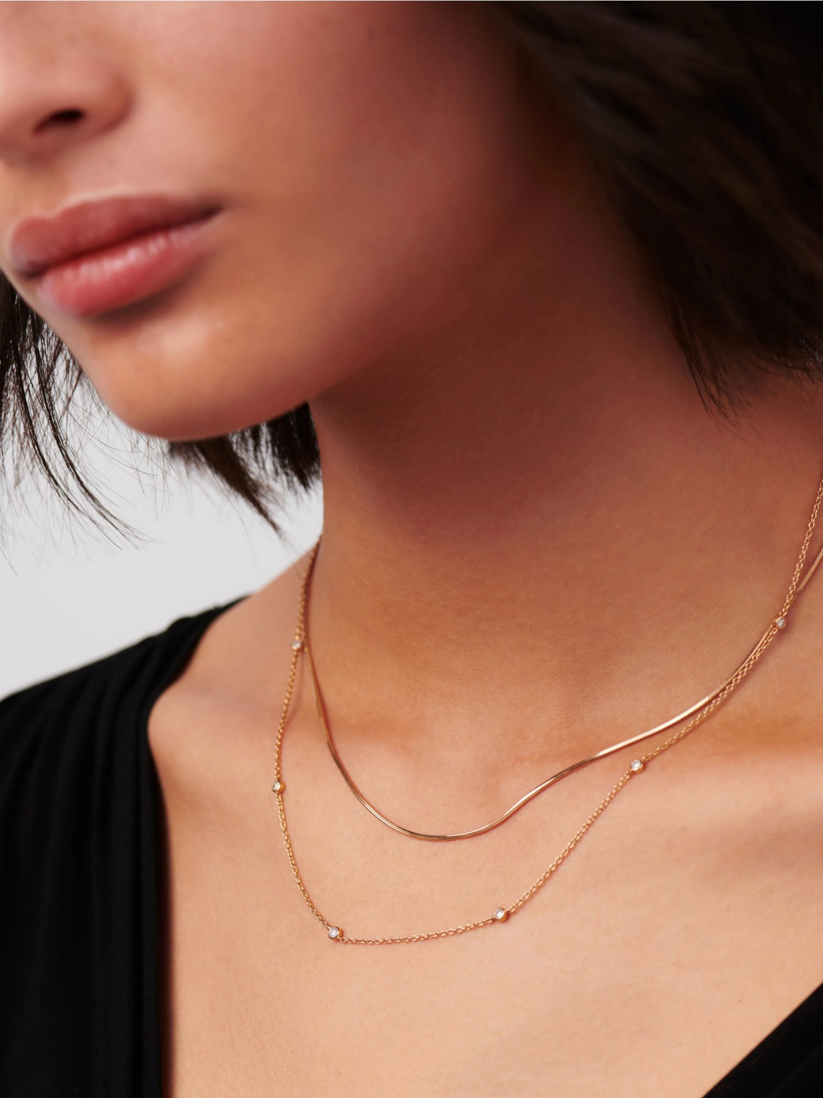 Fine Floating Diamond Necklace | 14k Solid Gold